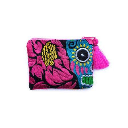 Culturas Embroidered Sugar Skull Coin Purse - Thailand La Vie Bien Culturas Embroidered Sugar Skull Coin Purse - Thailand