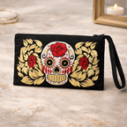 Culturas Embroidered Sugar Skull Wristlet - Thailand Bags La Vie Bien Culturas Embroidered Sugar Skull Wristlet - Thailand
