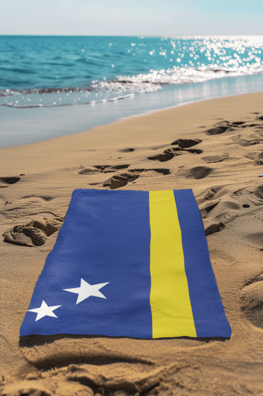 Curacao Flag Beach Towel Beach Towel (Generic Brand) La Vie Bien Curacao Flag Beach Towel