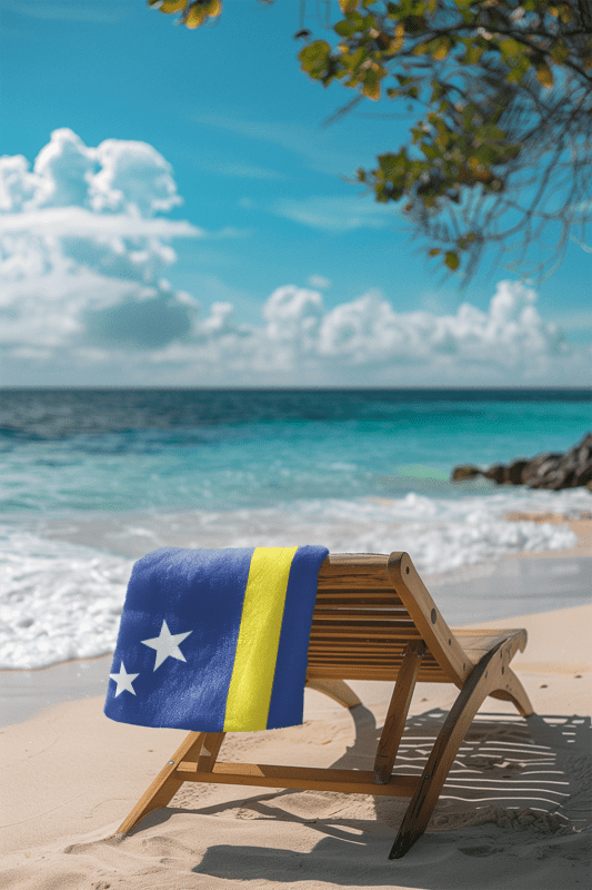 Curacao Flag Beach Towel Beach Towel (Generic Brand) La Vie Bien Curacao Flag Beach Towel