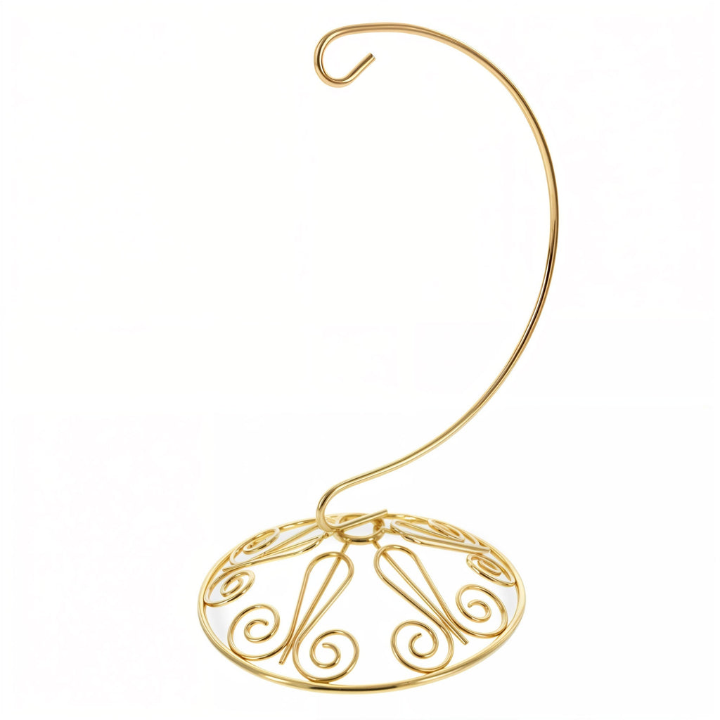 Curved Gold Wire Swirl Base Ornament Stand Display 7 Inches Ornament Stands La Vie Bien Curved Gold Wire Swirl Base Ornament Stand Display 7 Inches