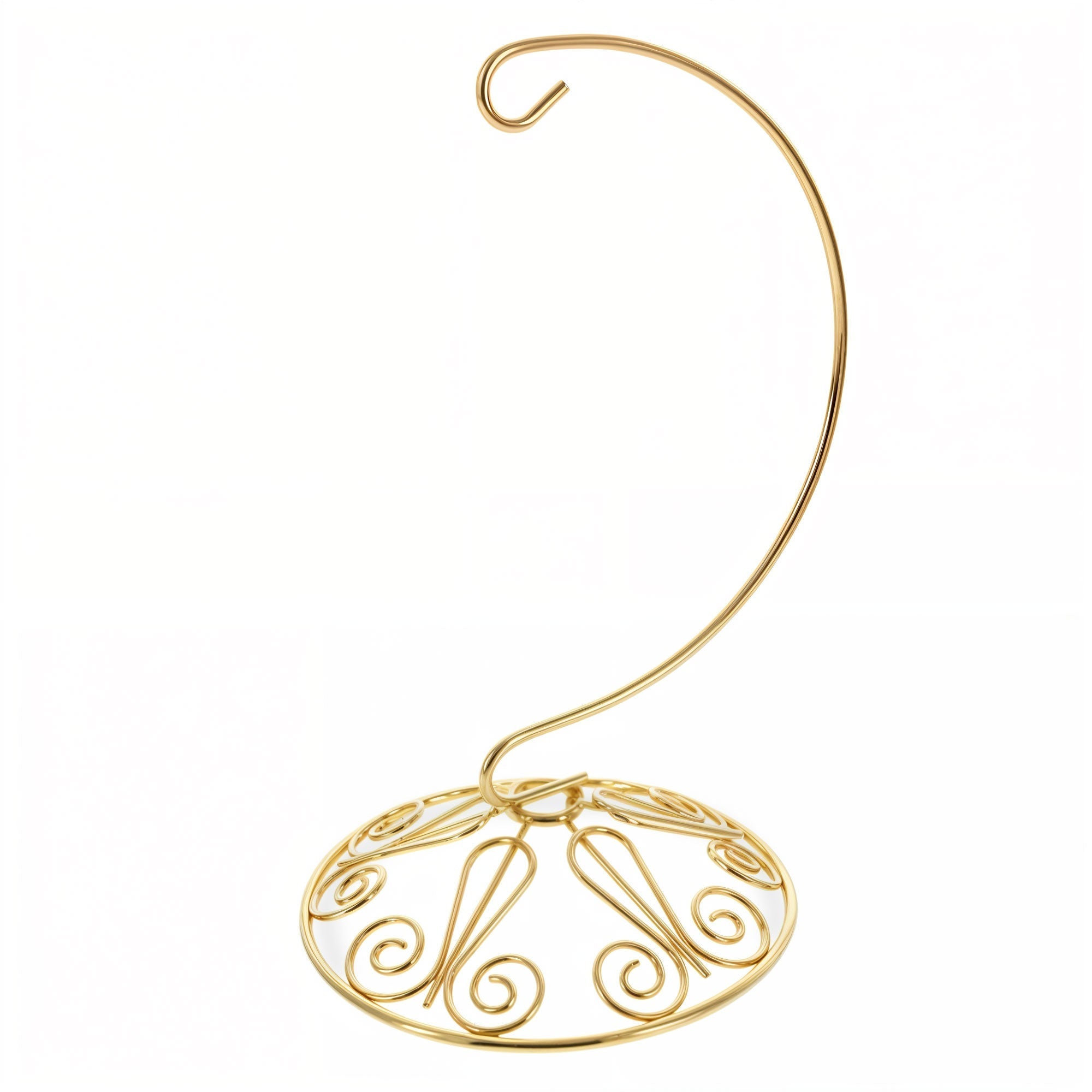 Curved Gold Wire Swirl Base Ornament Stand Display 7 Inches Ornament Stands La Vie Bien Curved Gold Wire Swirl Base Ornament Stand Display 7 Inches