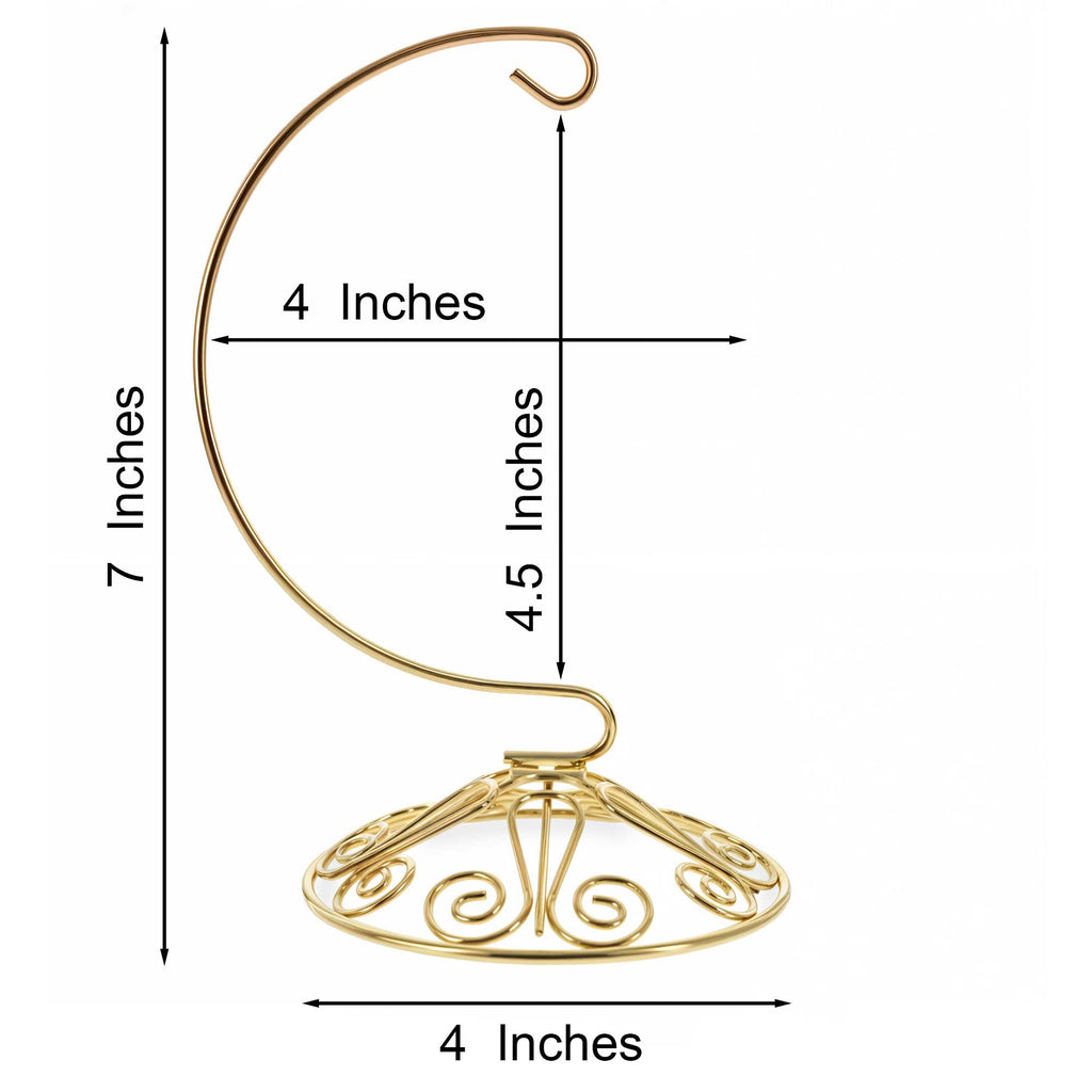 Curved Gold Wire Swirl Base Ornament Stand Display 7 Inches Ornament Stands La Vie Bien Curved Gold Wire Swirl Base Ornament Stand Display 7 Inches
