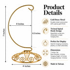 Curved Gold Wire Swirl Base Ornament Stand Display 7 Inches Ornament Stands La Vie Bien Curved Gold Wire Swirl Base Ornament Stand Display 7 Inches