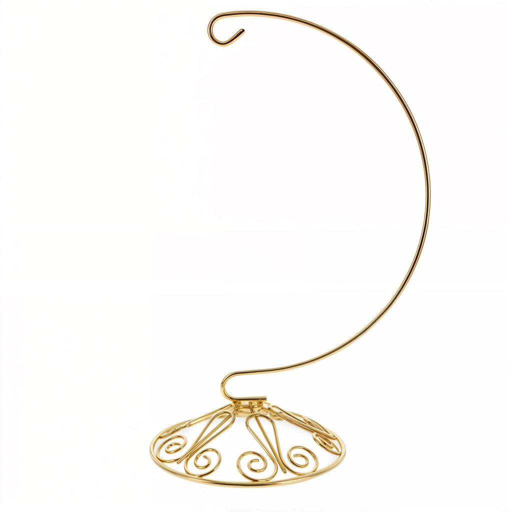 Curved Gold Wire Swirl Base Ornament Stand Display 8.75 Inches Ornament Stands La Vie Bien Curved Gold Wire Swirl Base Ornament Stand Display 8.75 Inches