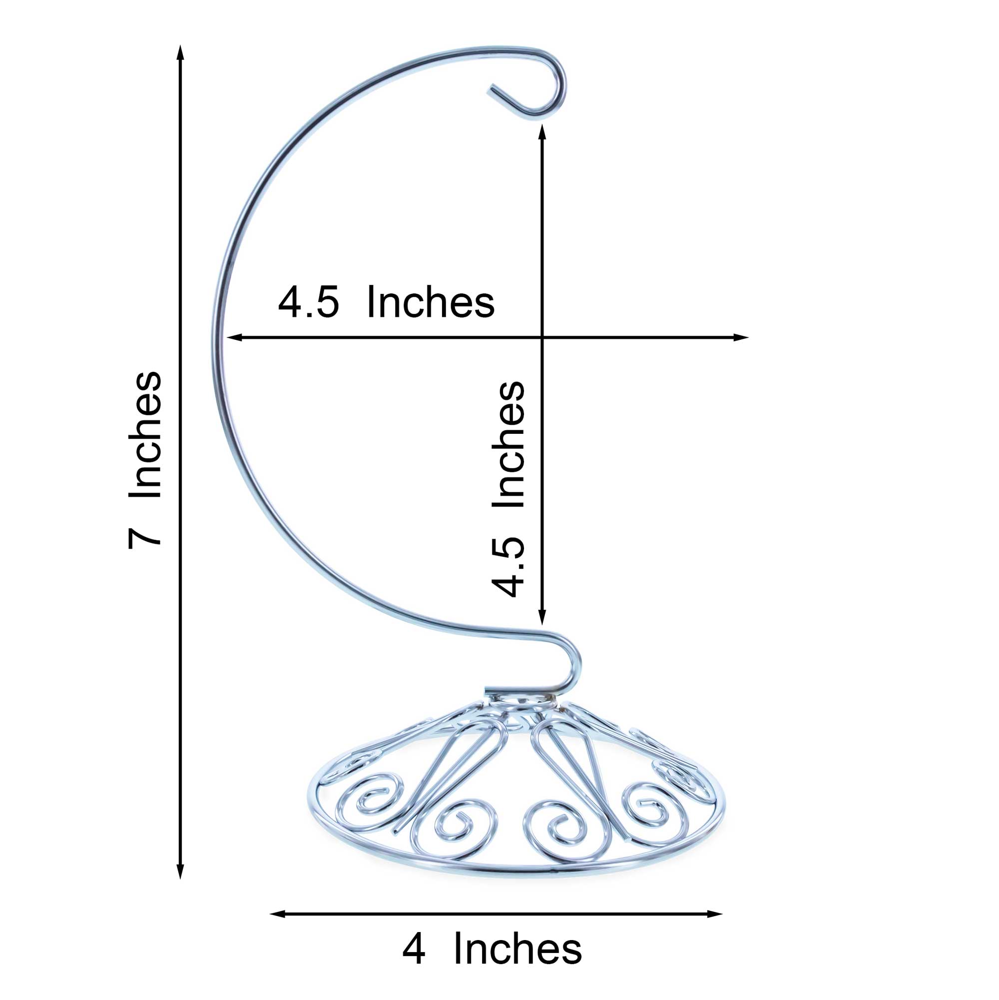 Curved Silver Wire Swirl Base Ornament Stand Display 7 Inches Ornament Stands La Vie Bien Curved Silver Wire Swirl Base Ornament Stand Display 7 Inches