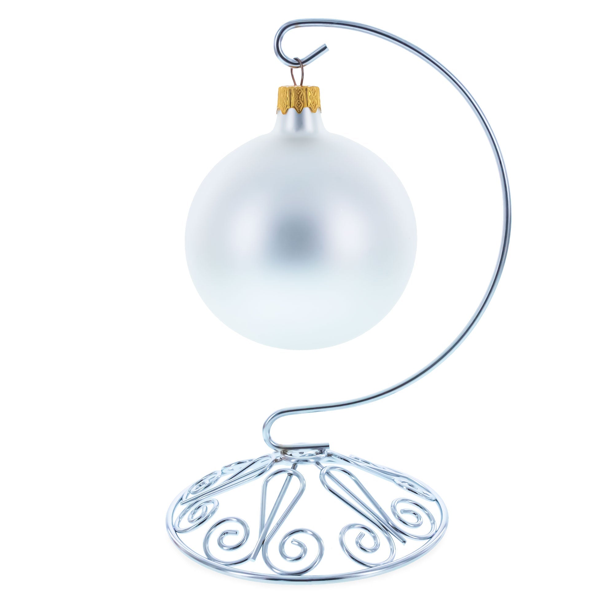 Curved Silver Wire Swirl Base Ornament Stand Display 7 Inches Ornament Stands La Vie Bien Curved Silver Wire Swirl Base Ornament Stand Display 7 Inches