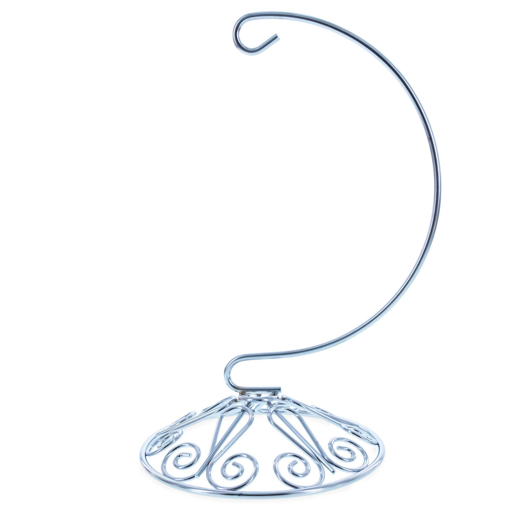 Curved Silver Wire Swirl Base Ornament Stand Display 7 Inches Ornament Stands La Vie Bien Curved Silver Wire Swirl Base Ornament Stand Display 7 Inches