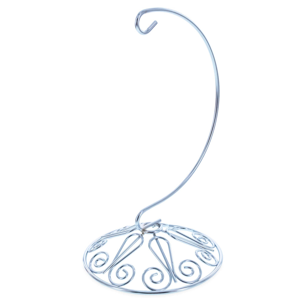 Curved Silver Wire Swirl Base Ornament Stand Display 7 Inches Ornament Stands La Vie Bien Curved Silver Wire Swirl Base Ornament Stand Display 7 Inches