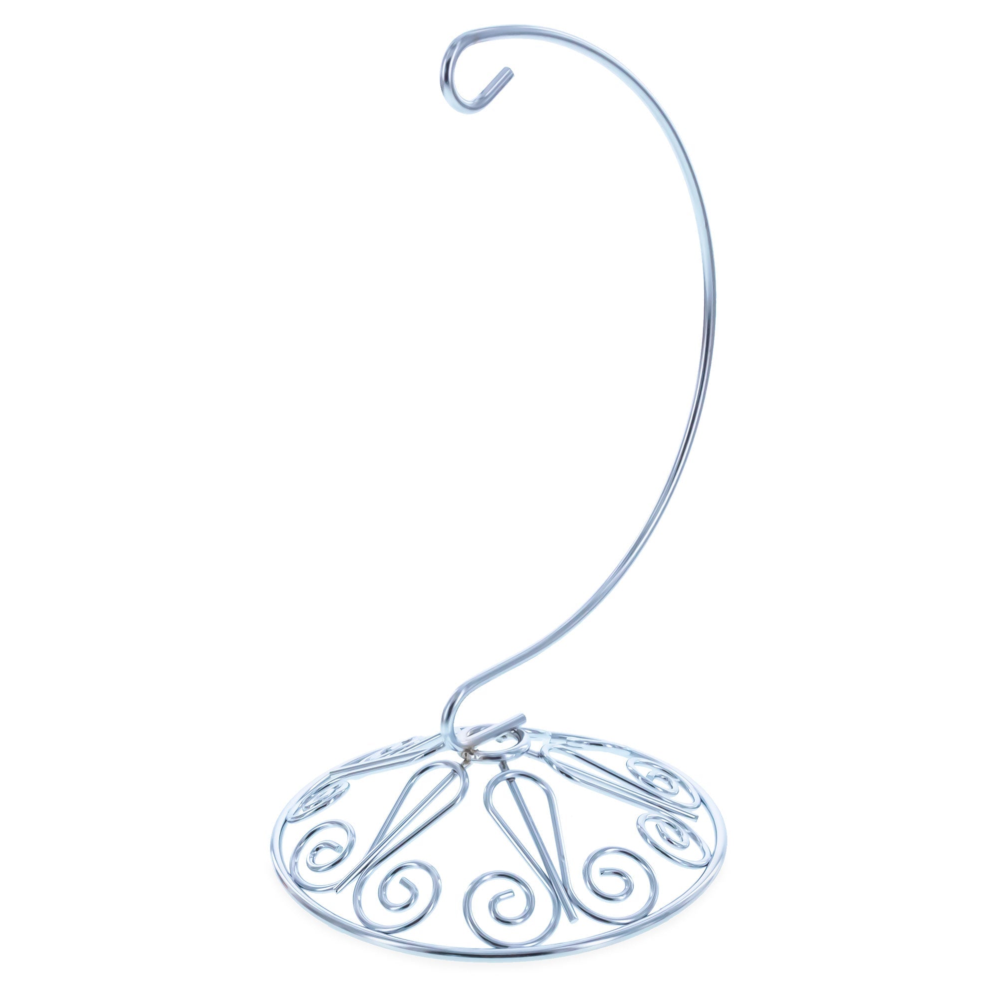 Curved Silver Wire Swirl Base Ornament Stand Display 7 Inches Ornament Stands La Vie Bien Curved Silver Wire Swirl Base Ornament Stand Display 7 Inches