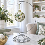 Curved Silver Wire Swirl Base Ornament Stand Display 8.75 Inches Ornament Stands La Vie Bien Curved Silver Wire Swirl Base Ornament Stand Display 8.75 Inches