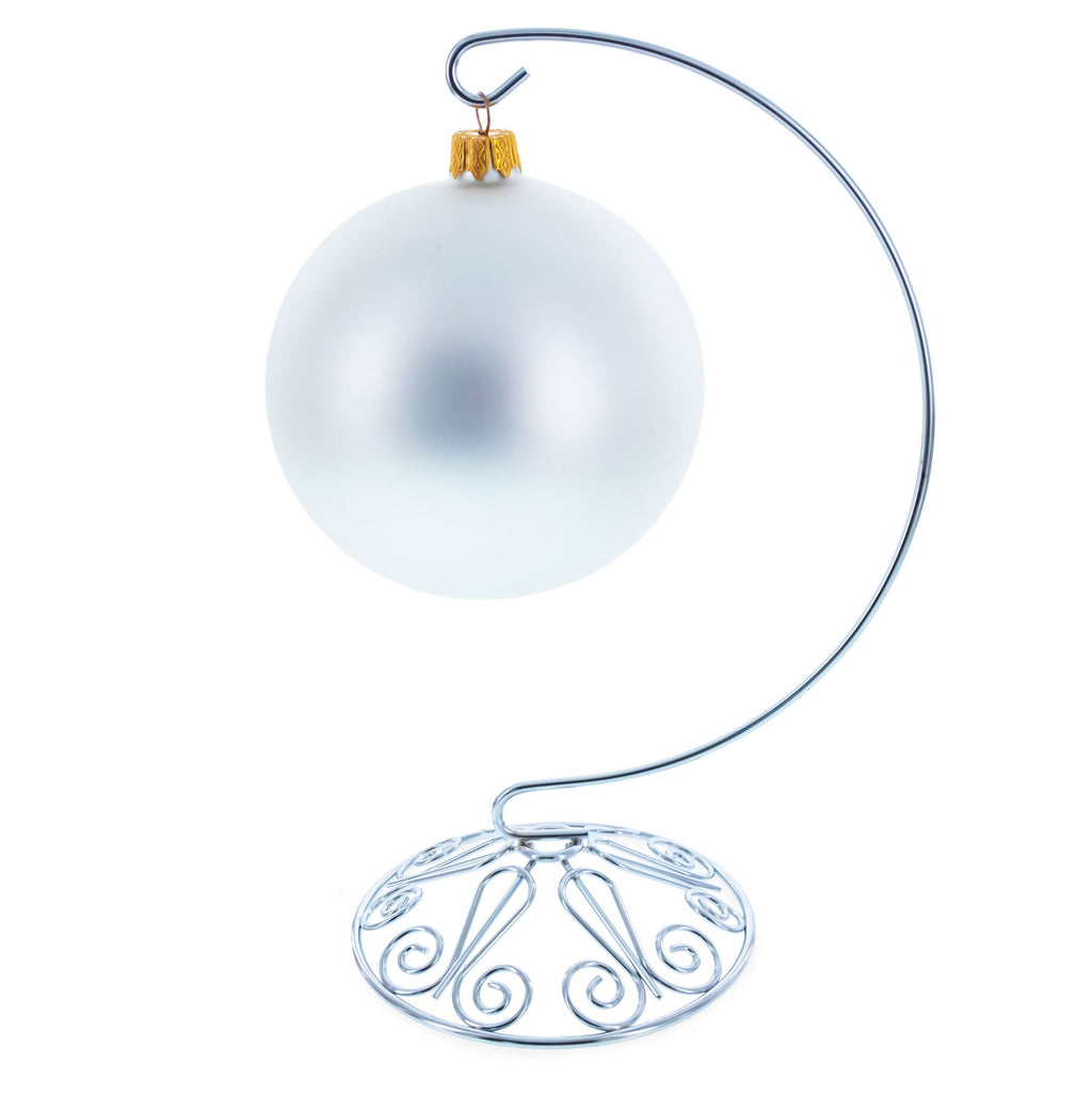 Curved Silver Wire Swirl Base Ornament Stand Display 8.75 Inches Ornament Stands La Vie Bien Curved Silver Wire Swirl Base Ornament Stand Display 8.75 Inches