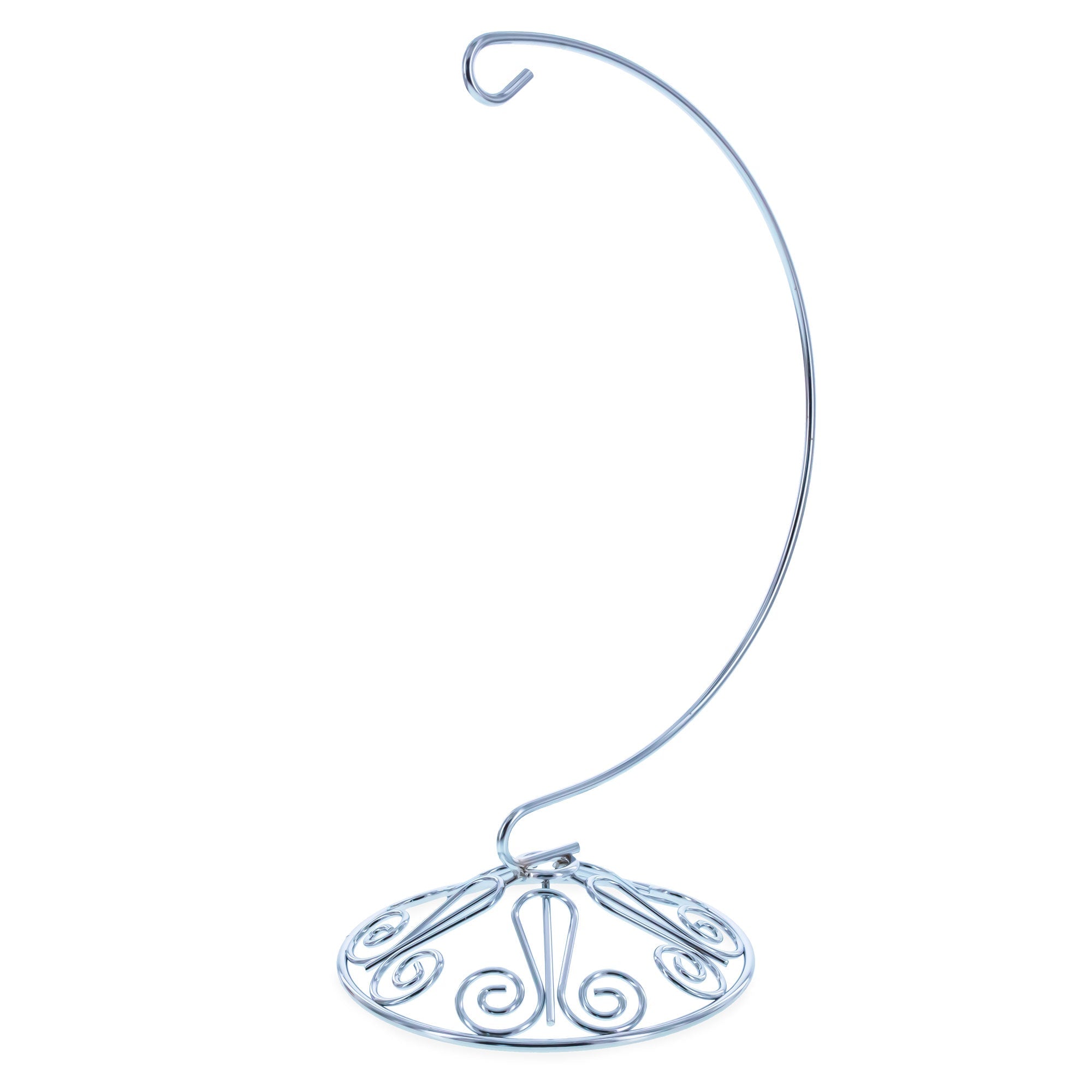 Curved Silver Wire Swirl Base Ornament Stand Display 8.75 Inches Ornament Stands La Vie Bien Curved Silver Wire Swirl Base Ornament Stand Display 8.75 Inches