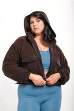 CURVY Sherpa Dreams Cropped Hooded Jacket Jacket La Vie Bien CURVY Sherpa Dreams Cropped Hooded Jacket