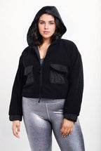 CURVY Sherpa Dreams Cropped Hooded Jacket Jacket La Vie Bien CURVY Sherpa Dreams Cropped Hooded Jacket