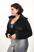 CURVY Sherpa Dreams Cropped Hooded Jacket Jacket La Vie Bien CURVY Sherpa Dreams Cropped Hooded Jacket