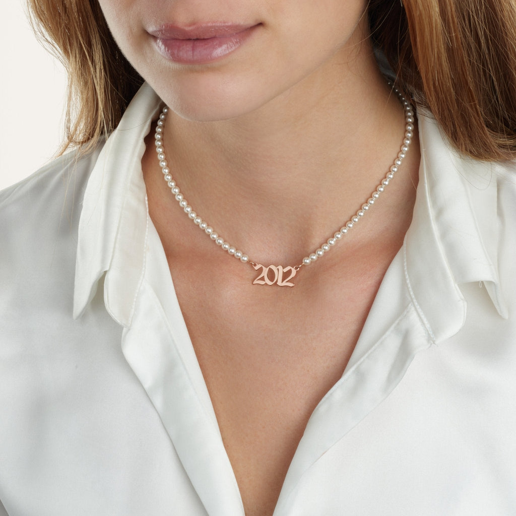 Custom Birth Year Full Pearls Necklace La Vie Bien Custom Birth Year Full Pearls Necklace