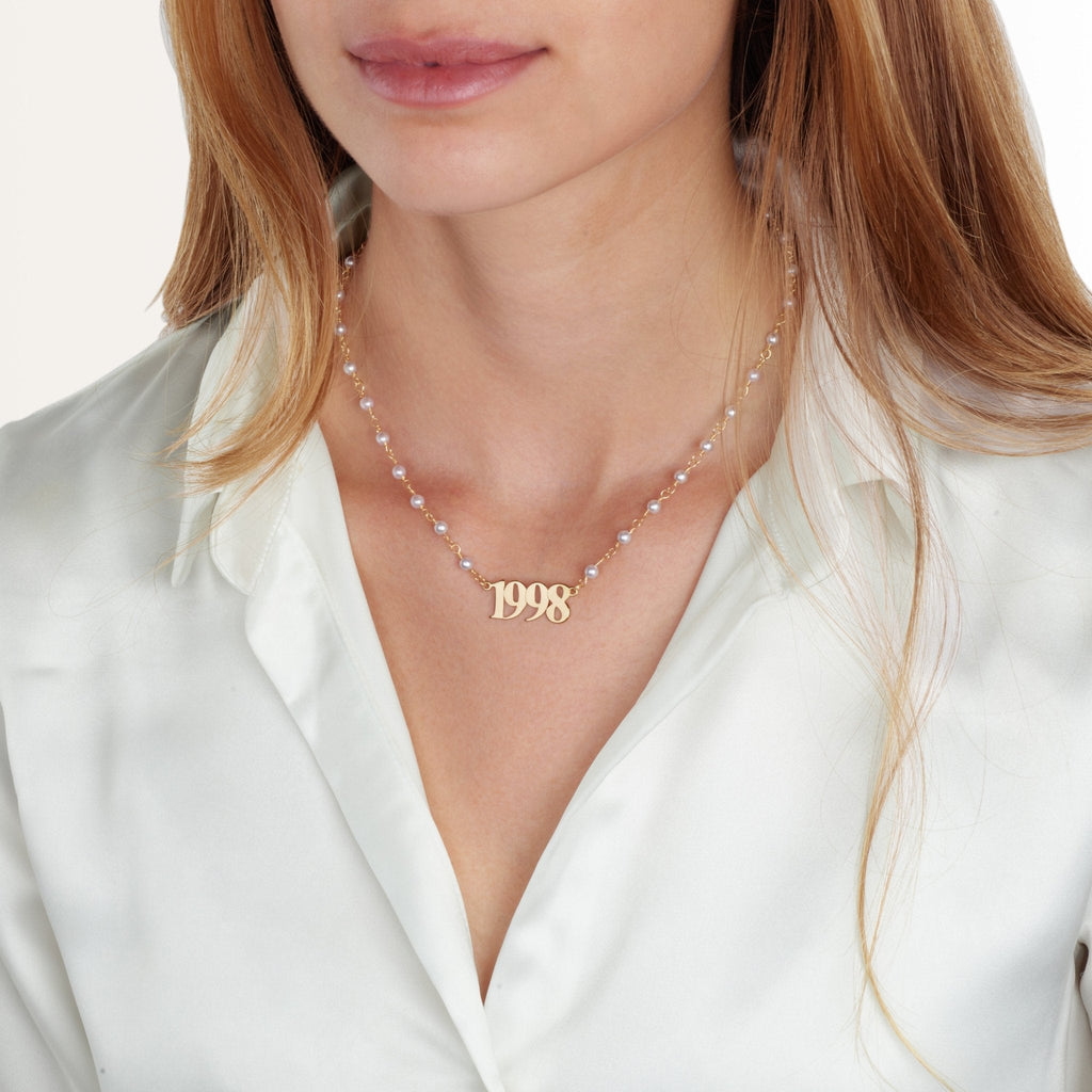 Custom Birth Year Pearl Necklace La Vie Bien Custom Birth Year Pearl Necklace
