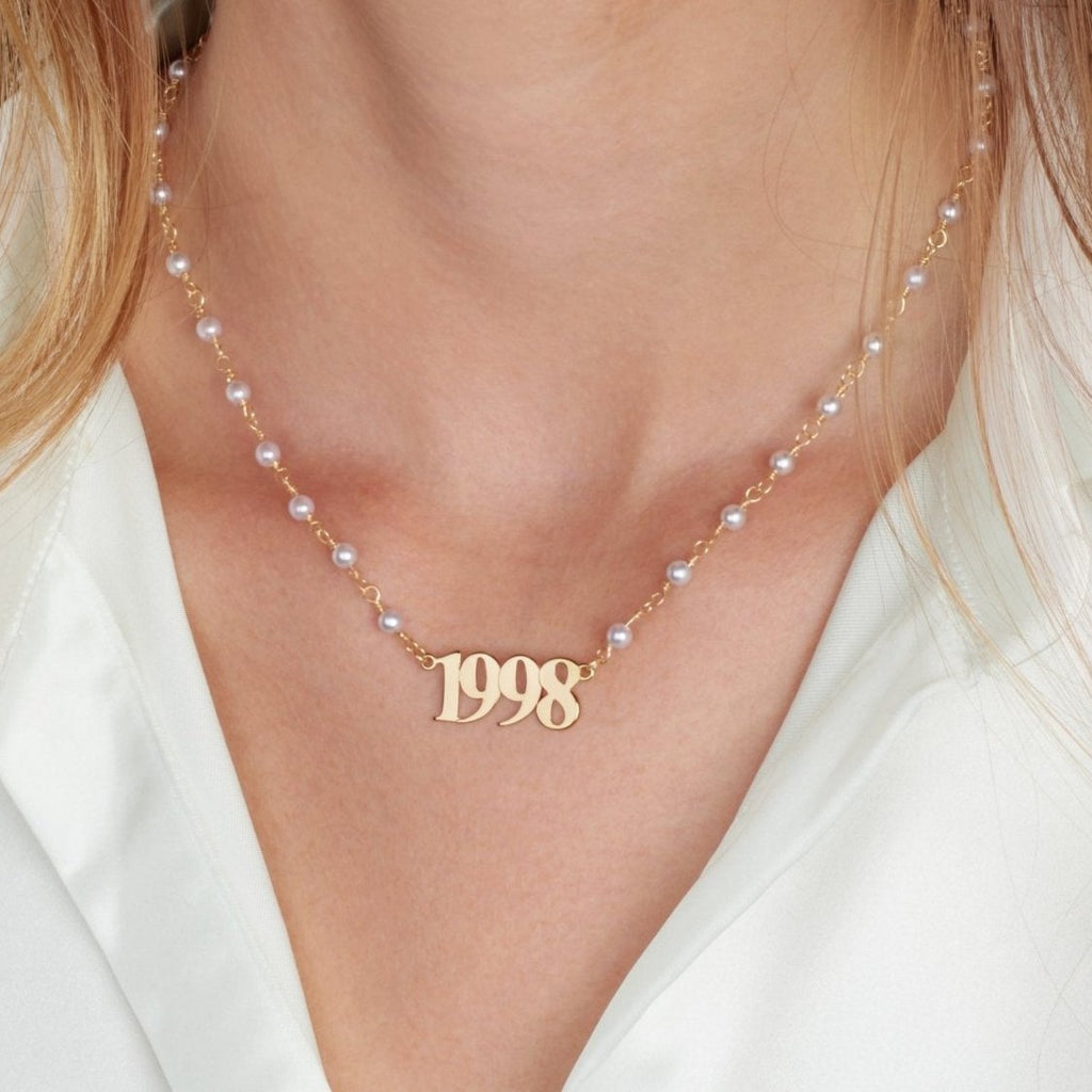 Custom Birth Year Pearl Necklace La Vie Bien Custom Birth Year Pearl Necklace