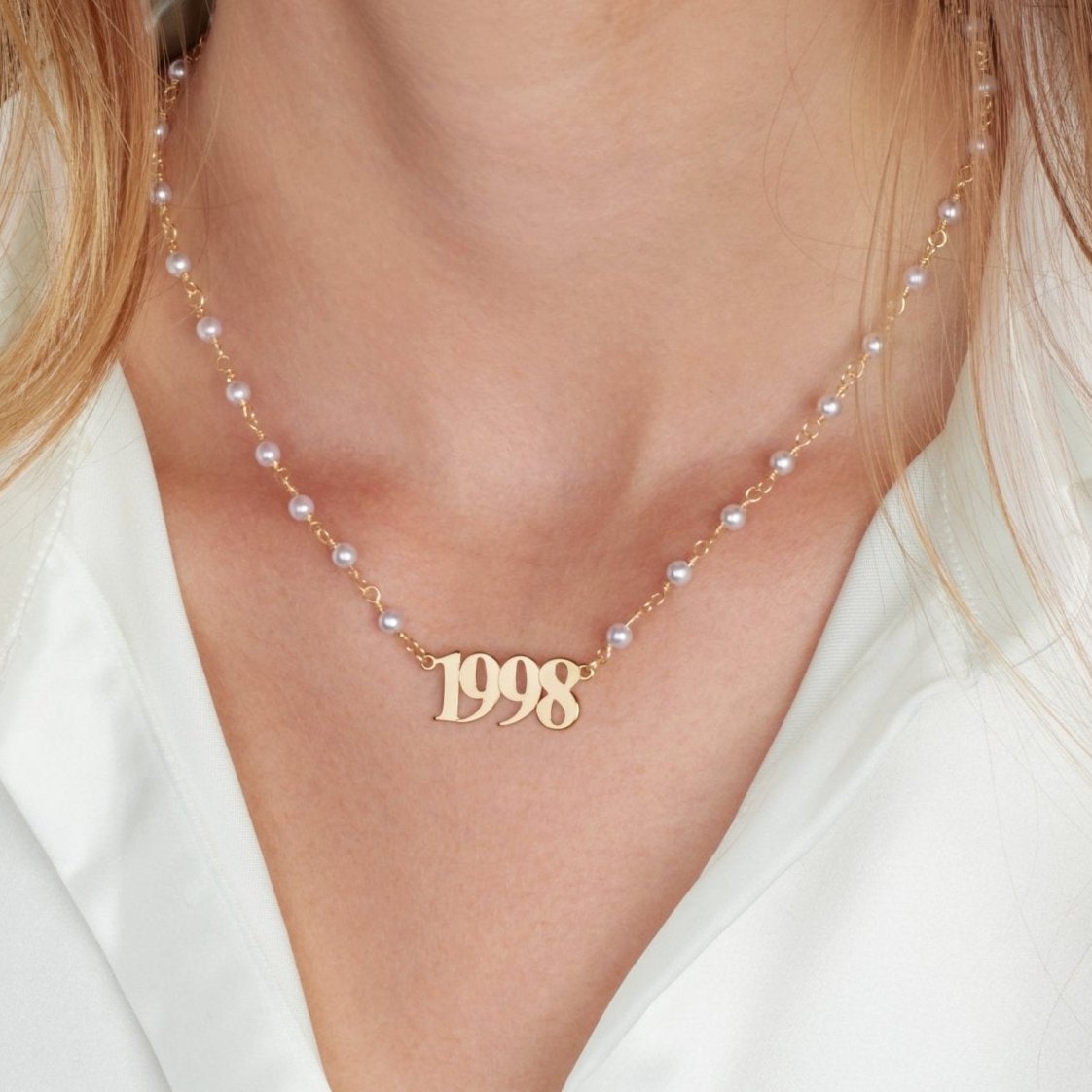 Custom Birth Year Pearl Necklace La Vie Bien Custom Birth Year Pearl Necklace