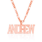 Custom Bold Font Necklace With Figaro Chain