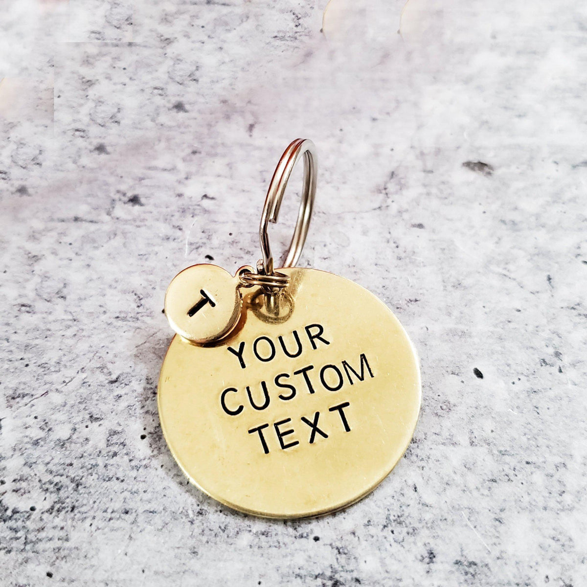 Custom Brass Disc Keychain with Tiny Tag Key Chain La Vie Bien Custom Brass Disc Keychain with Tiny Tag