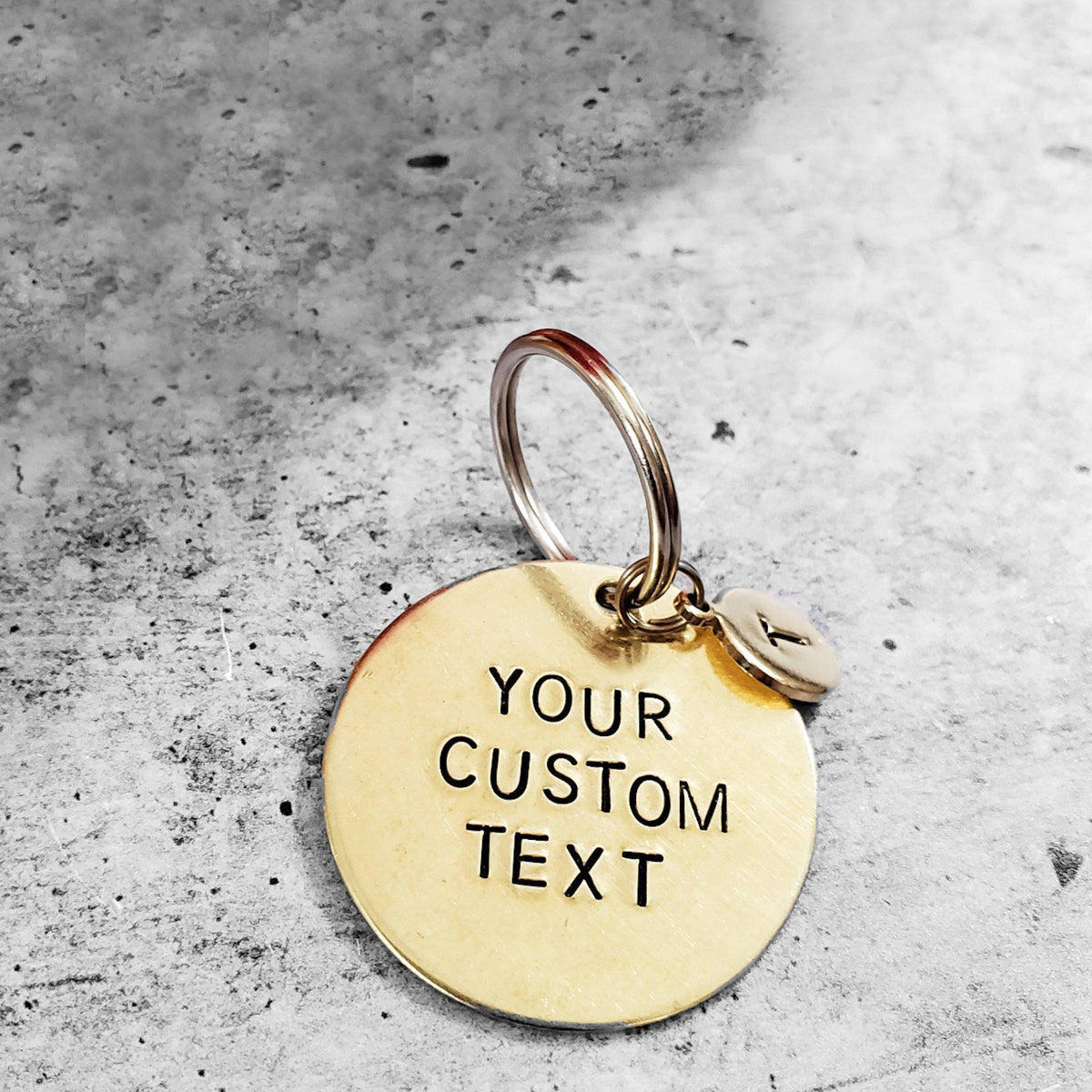 Custom Brass Disc Keychain with Tiny Tag Key Chain La Vie Bien Custom Brass Disc Keychain with Tiny Tag