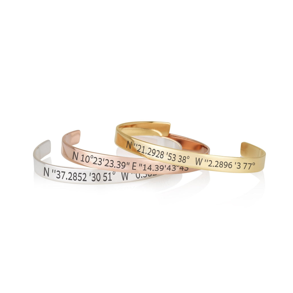 Custom Coordinates Cuff Bracelet La Vie Bien Custom Coordinates Cuff Bracelet