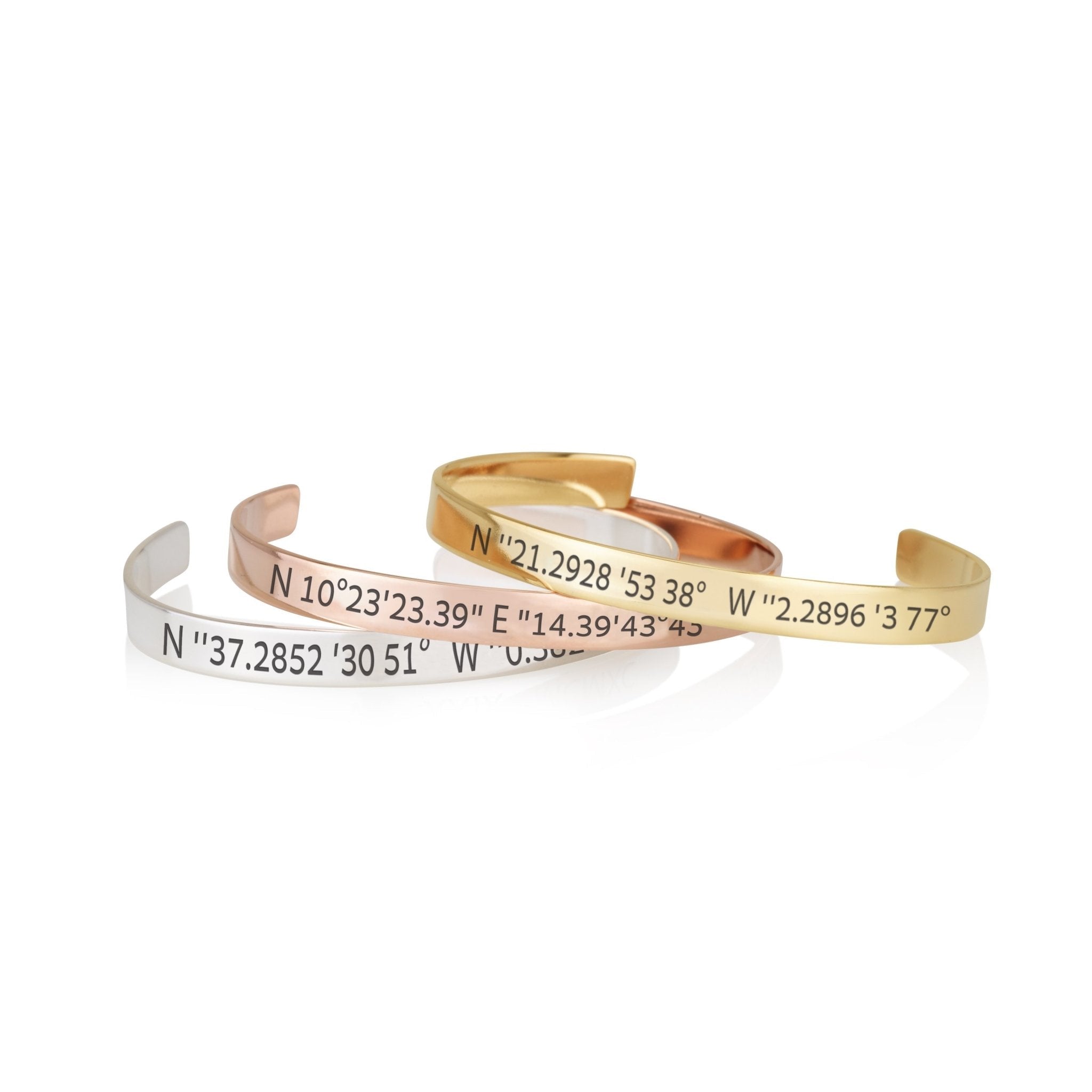 Custom Coordinates Cuff Bracelet La Vie Bien Custom Coordinates Cuff Bracelet