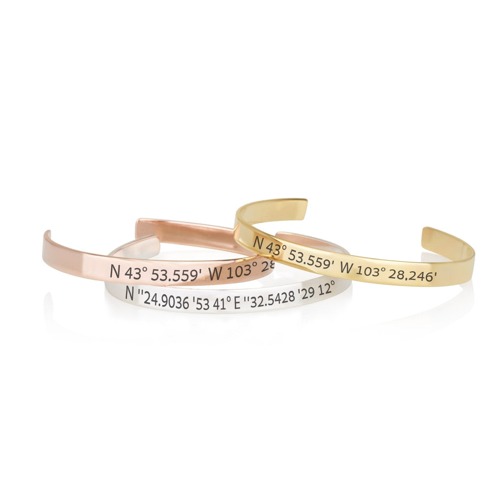 Custom Coordinates Cuff Bracelet La Vie Bien Custom Coordinates Cuff Bracelet