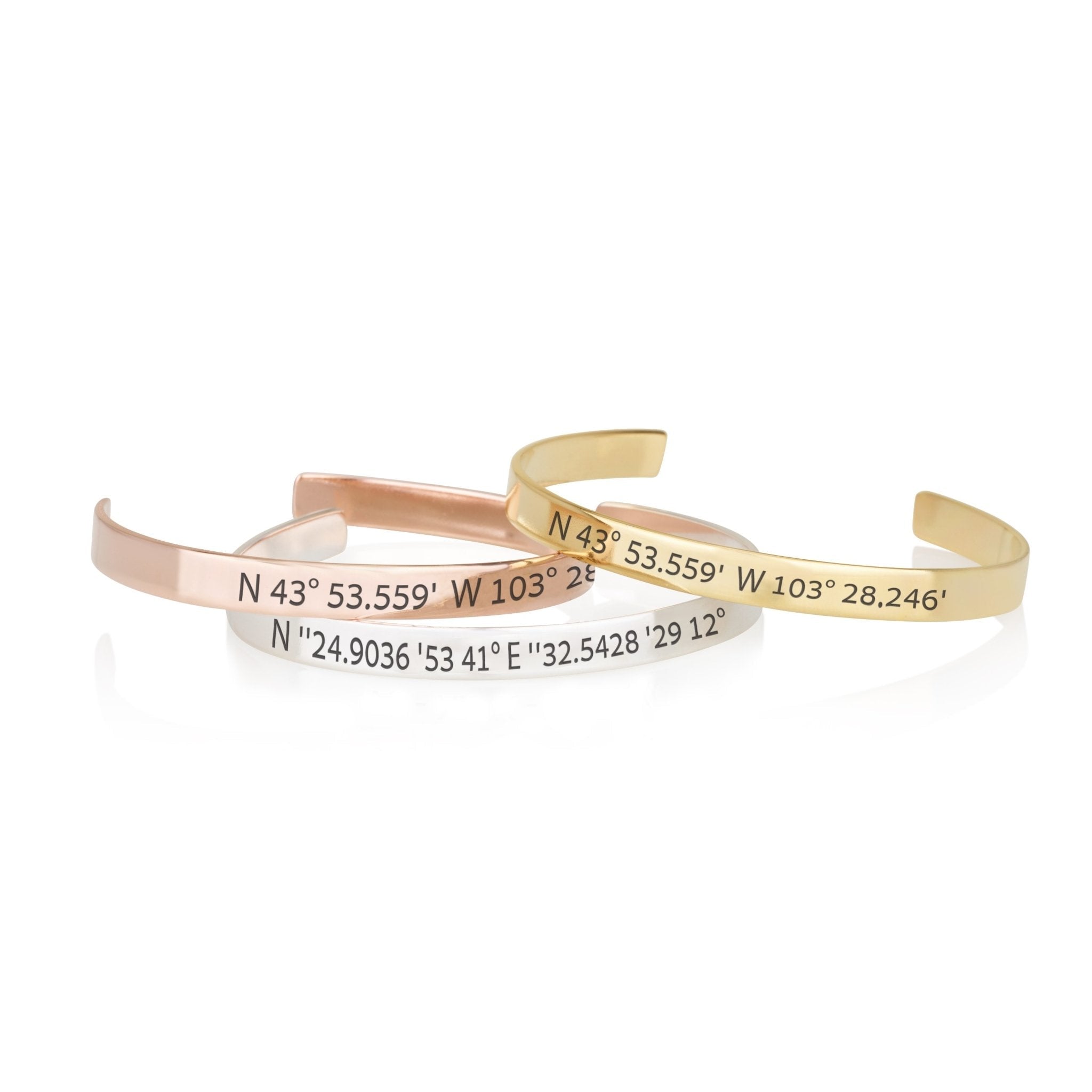 Custom Coordinates Cuff Bracelet La Vie Bien Custom Coordinates Cuff Bracelet