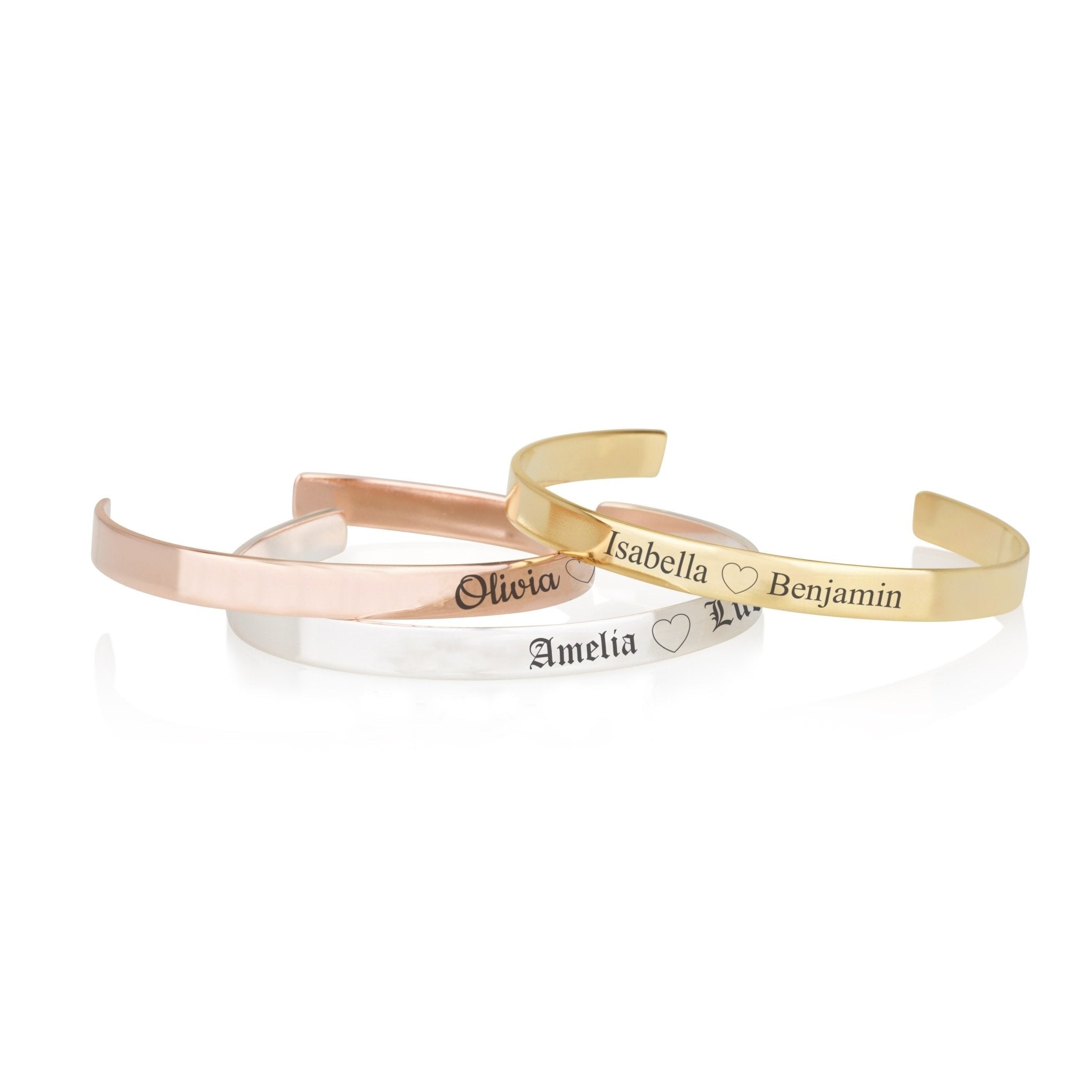 Custom Couple's Names Cuff Bracelet La Vie Bien Custom Couple's Names Cuff Bracelet