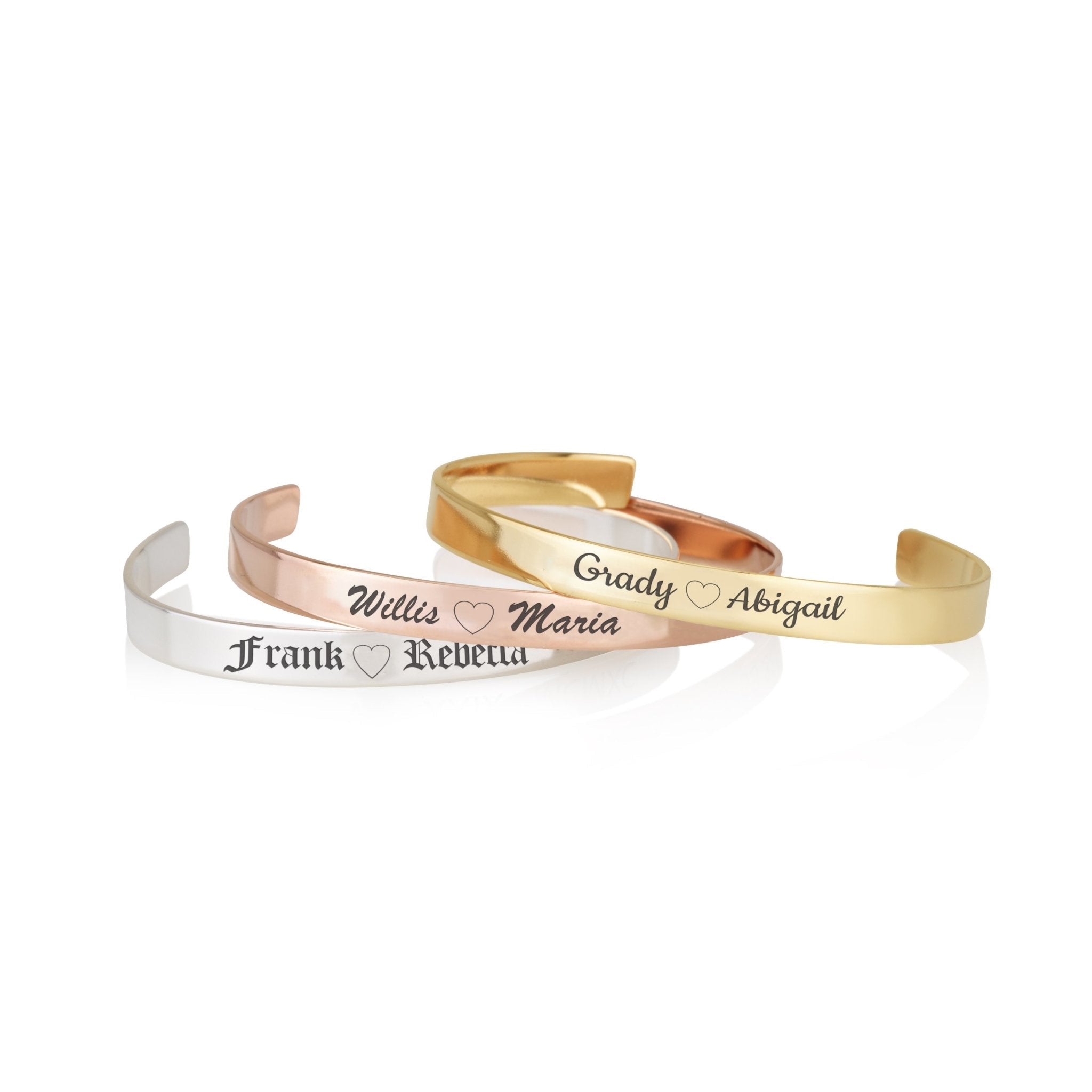 Custom Couple's Names Cuff Bracelet La Vie Bien Custom Couple's Names Cuff Bracelet
