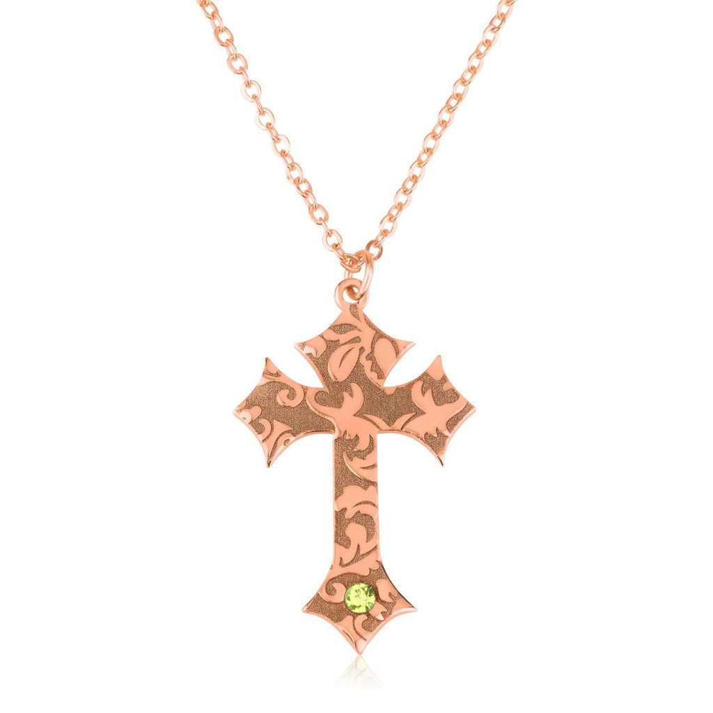 Custom Cross Necklace With Birthstone