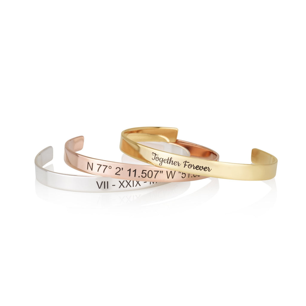 Custom Engraved Cuff Bracelet La Vie Bien Custom Engraved Cuff Bracelet