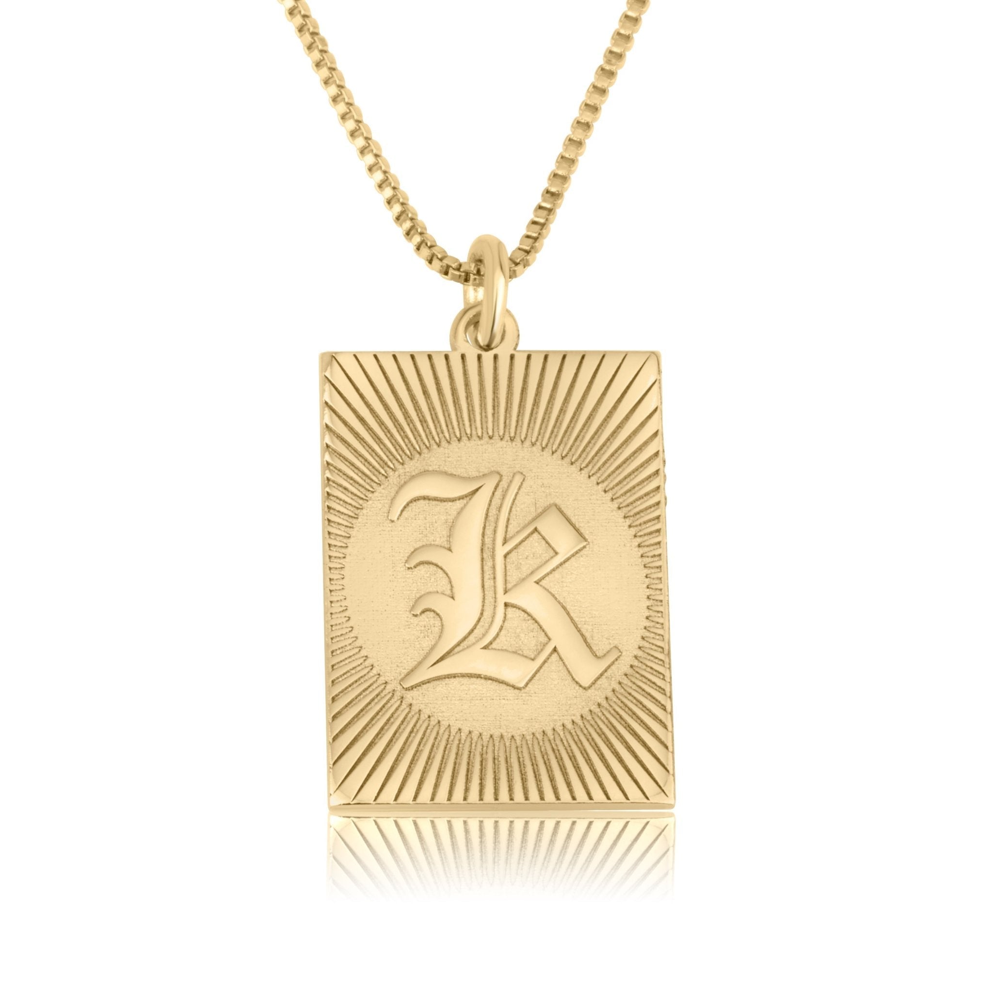 Custom Engraved Old English Initial Necklace La Vie Bien Custom Engraved Old English Initial Necklace