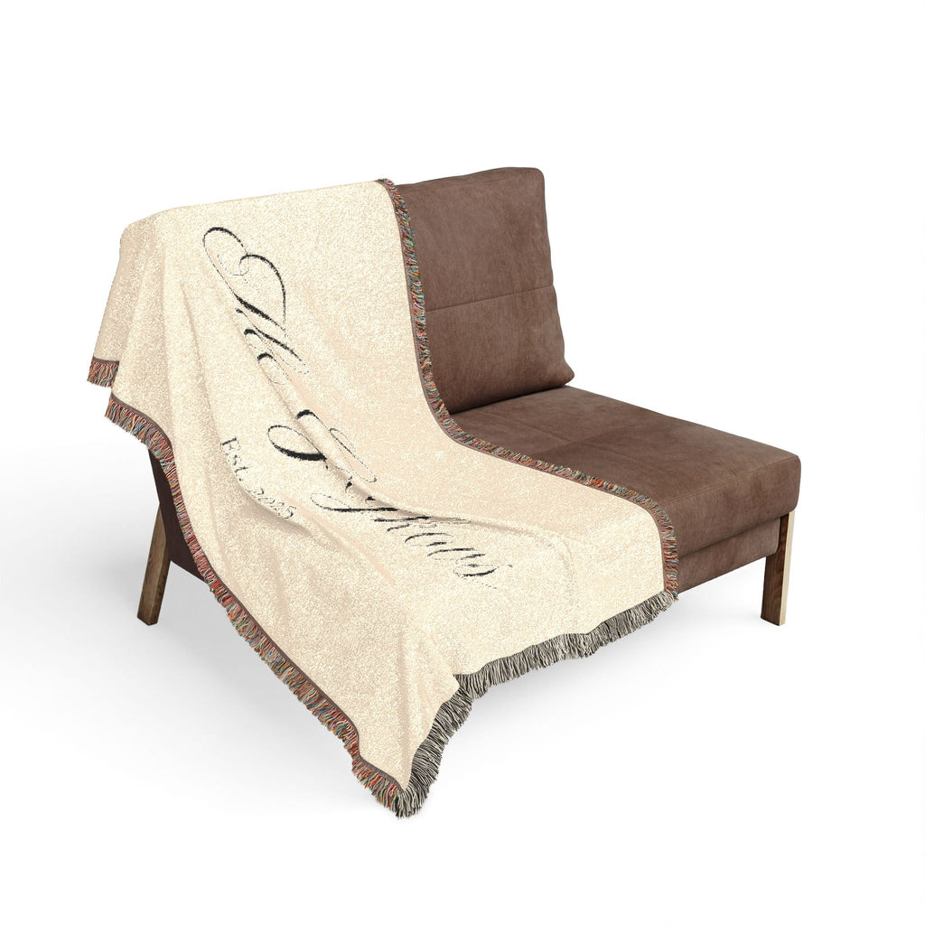 Custom family name and year Woven Blanket, personalized with your last name and year of choice, customized, personalized, cursive letters Home Decor La Vie Bien Custom family name and year Woven Blanket, personalized with your last name and year of choice, customized, personalized, cursive letters