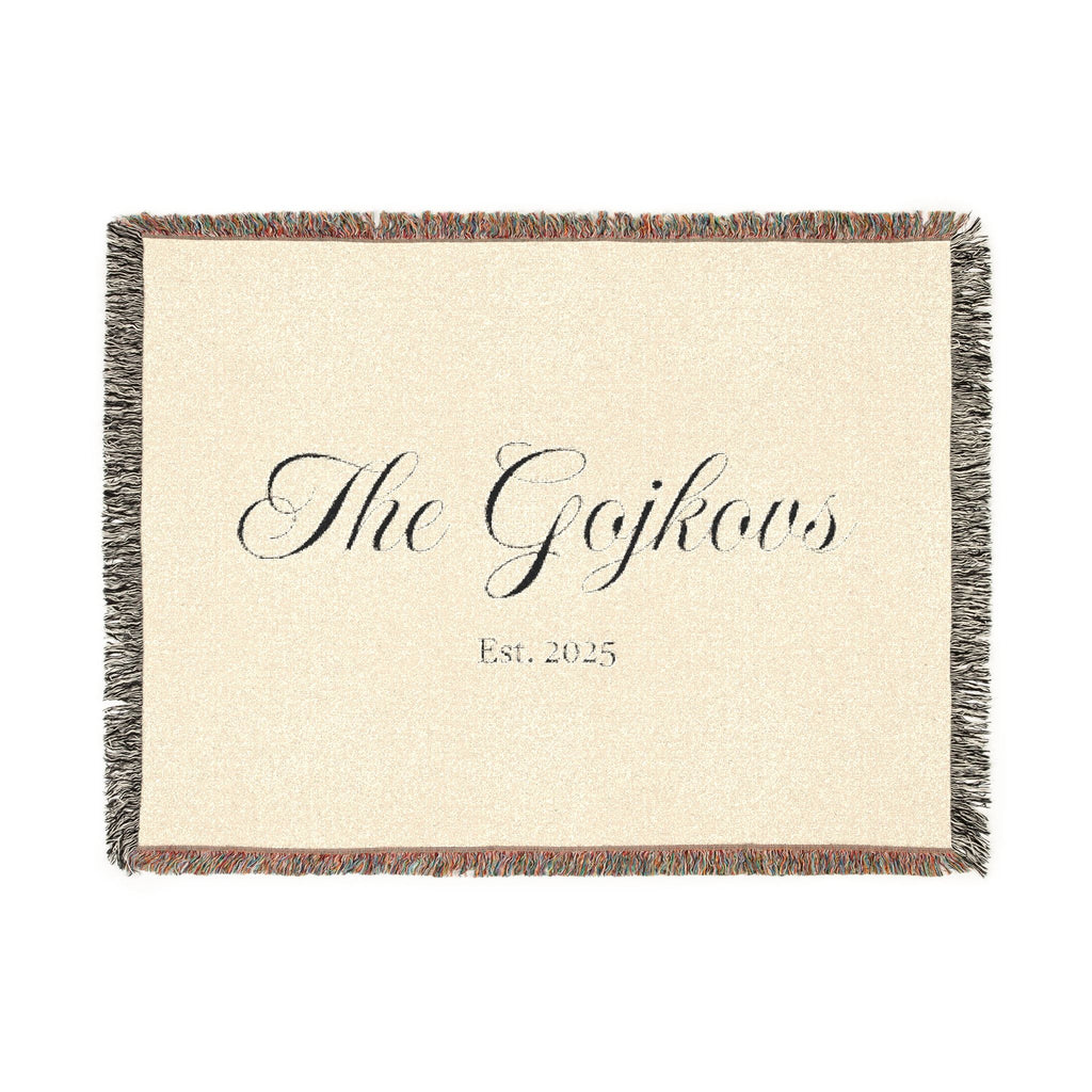 Custom family name and year Woven Blanket, personalized with your last name and year of choice, customized, personalized, cursive letters Home Decor La Vie Bien Custom family name and year Woven Blanket, personalized with your last name and year of choice, customized, personalized, cursive letters