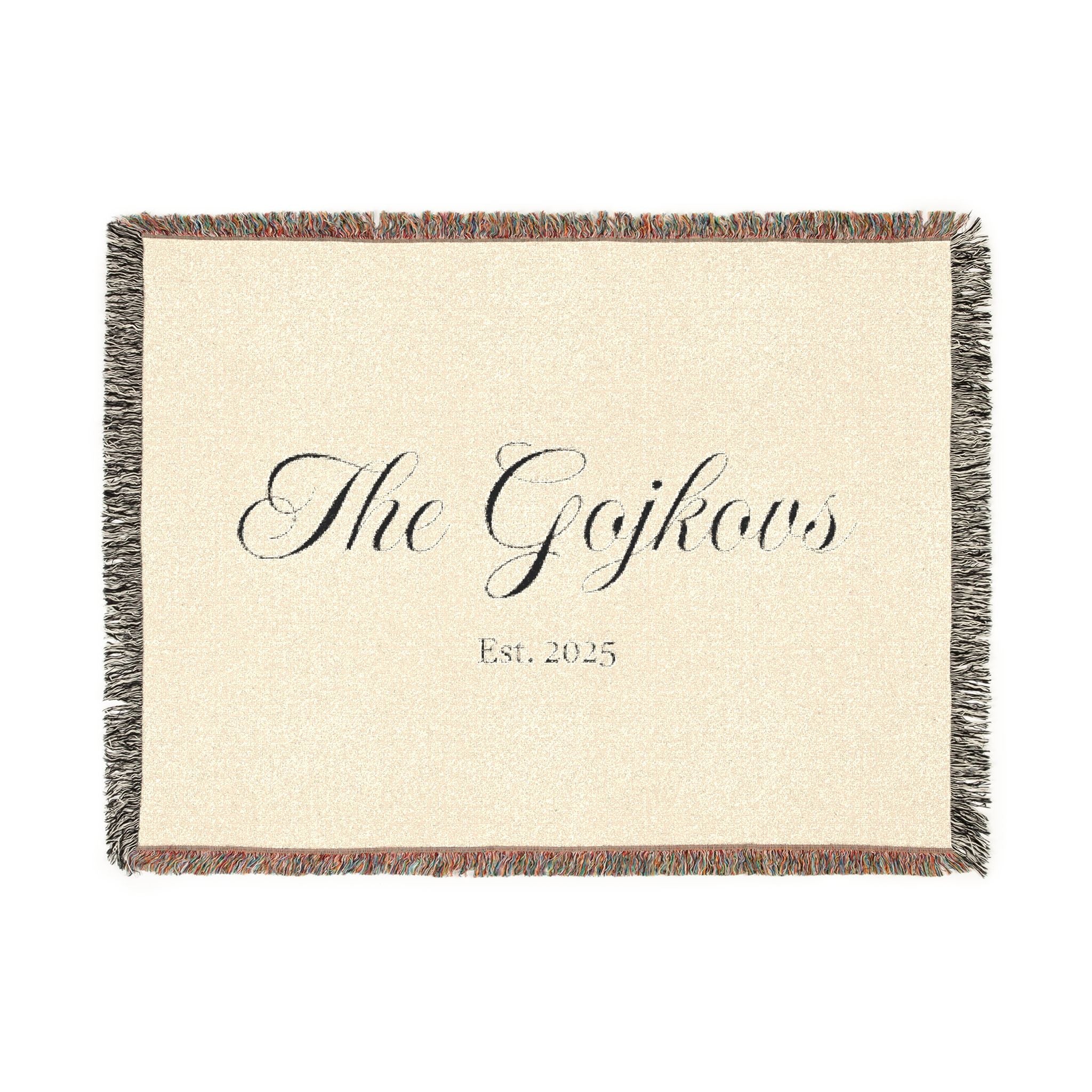 Custom family name and year Woven Blanket, personalized with your last name and year of choice, customized, personalized, cursive letters Home Decor La Vie Bien Custom family name and year Woven Blanket, personalized with your last name and year of choice, customized, personalized, cursive letters