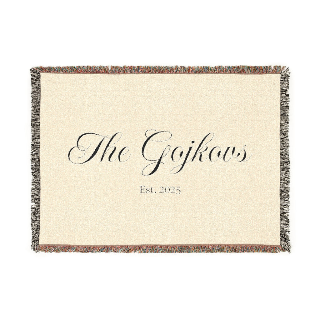 Custom family name and year Woven Blanket, personalized with your last name and year of choice, customized, personalized, cursive letters Home Decor La Vie Bien Custom family name and year Woven Blanket, personalized with your last name and year of choice, customized, personalized, cursive letters