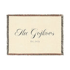 Custom family name and year Woven Blanket, personalized with your last name and year of choice, customized, personalized, cursive letters Home Decor La Vie Bien Custom family name and year Woven Blanket, personalized with your last name and year of choice, customized, personalized, cursive letters