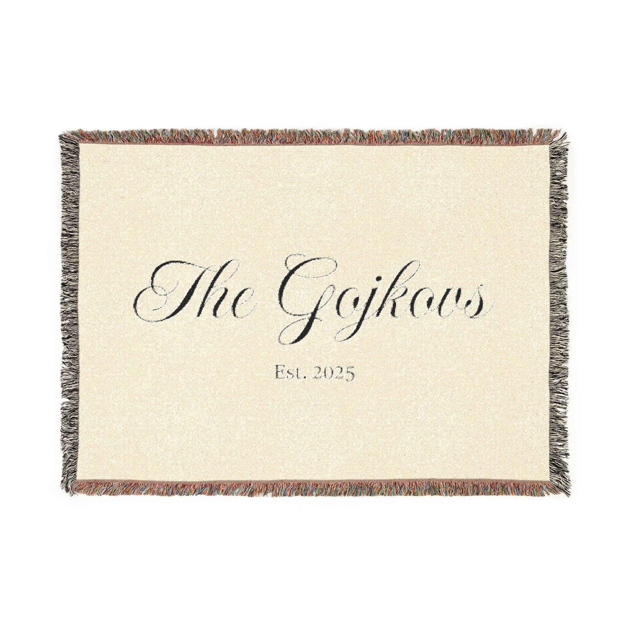 Custom family name and year Woven Blanket, personalized with your last name and year of choice, customized, personalized, cursive letters Home Decor La Vie Bien Custom family name and year Woven Blanket, personalized with your last name and year of choice, customized, personalized, cursive letters