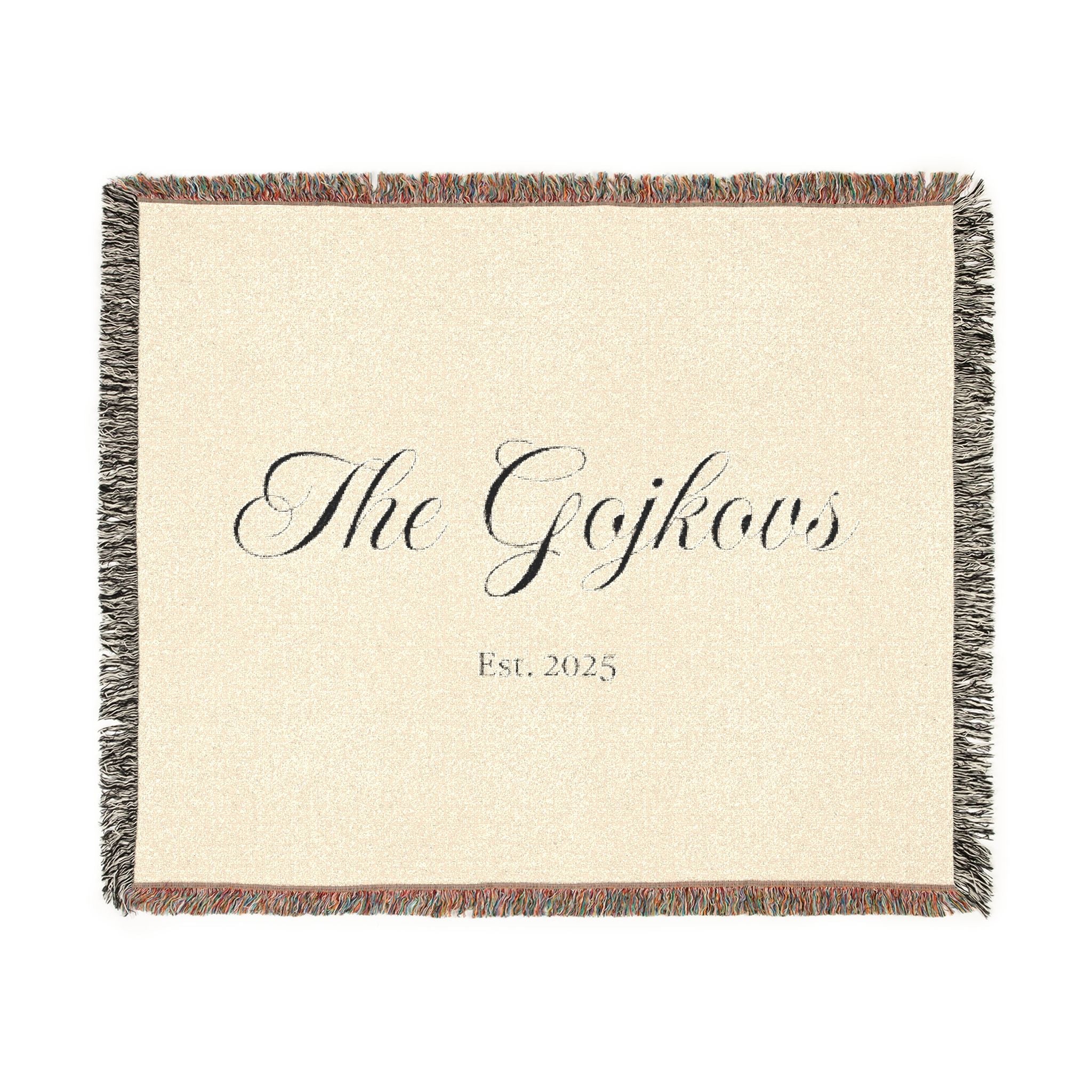 Custom family name and year Woven Blanket, personalized with your last name and year of choice, customized, personalized, cursive letters Home Decor La Vie Bien Custom family name and year Woven Blanket, personalized with your last name and year of choice, customized, personalized, cursive letters