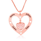 Custom Four Names Necklace With Zirkon Heart La Vie Bien Custom Four Names Necklace With Zirkon Heart