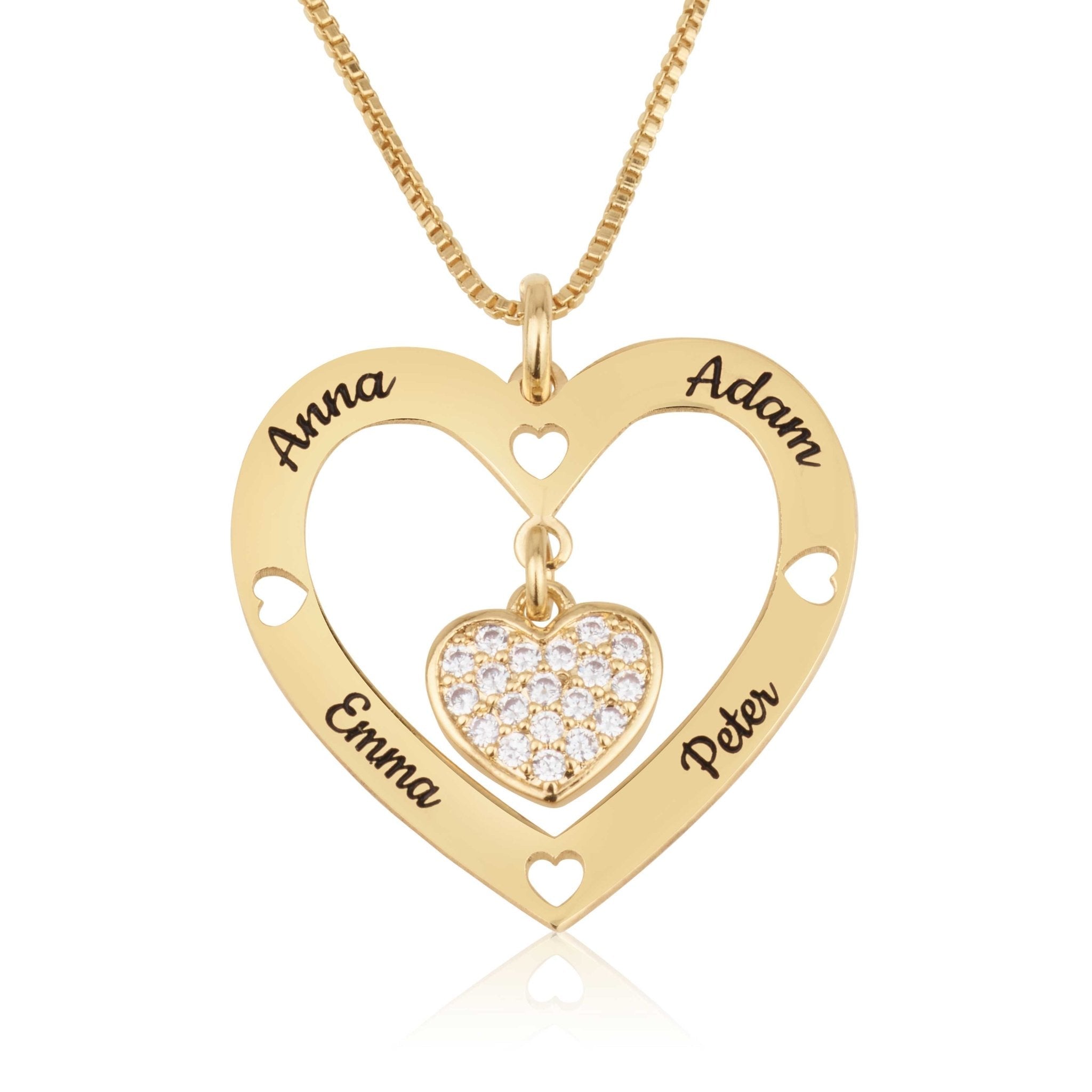 Custom Four Names Necklace With Zirkon Heart La Vie Bien Custom Four Names Necklace With Zirkon Heart