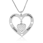 Custom Four Names Necklace With Zirkon Heart La Vie Bien Custom Four Names Necklace With Zirkon Heart