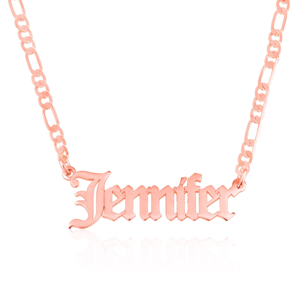 Custom Gothic Name Necklace With Figaro Chain