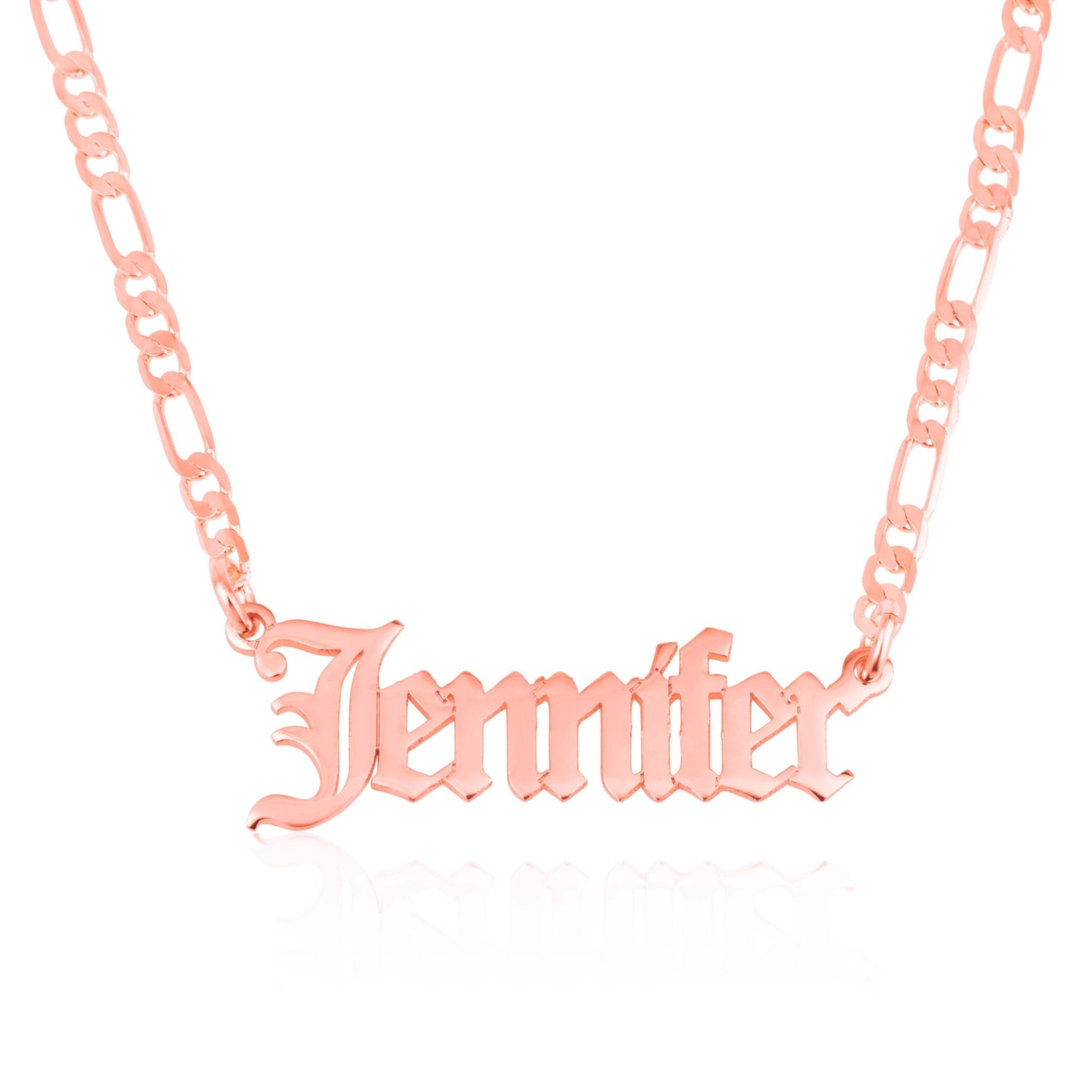Custom Gothic Name Necklace With Figaro Chain