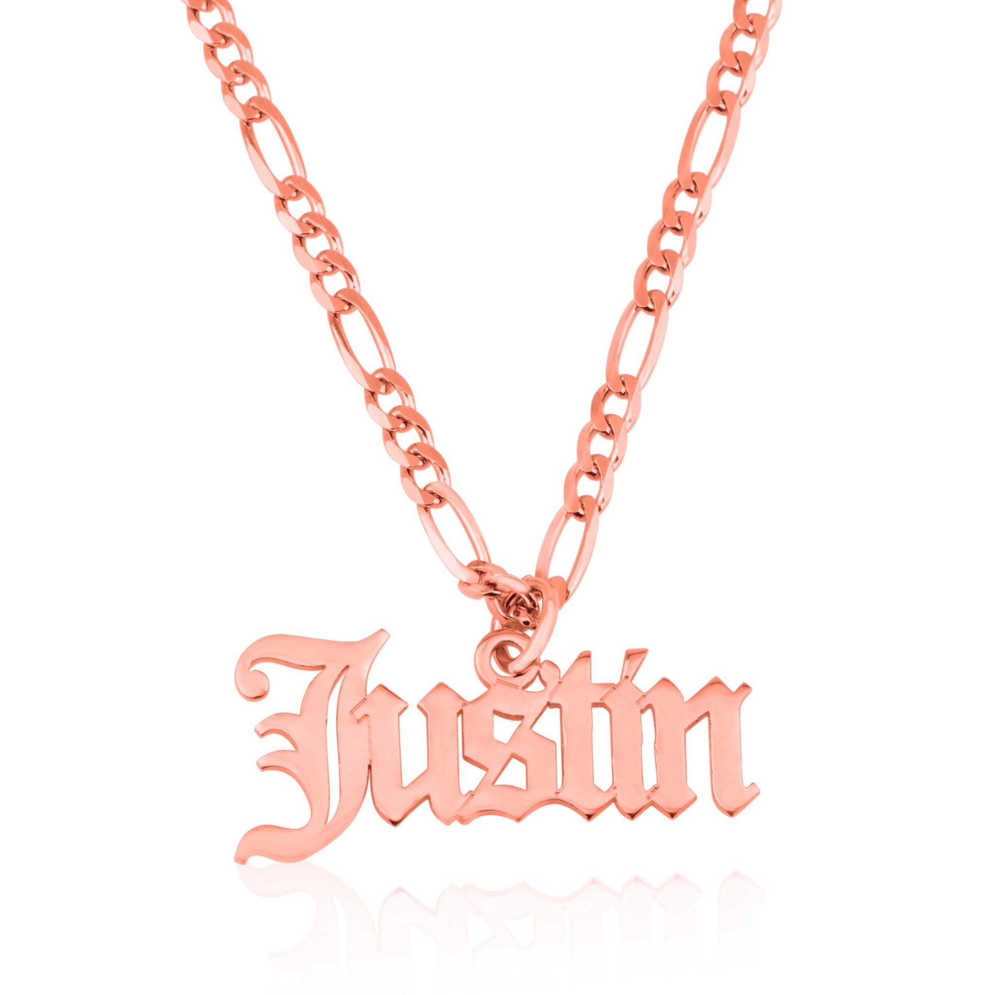 Custom Gothic Name Necklace With Figaro Chain