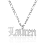 Custom Gothic Name Necklace With Figaro Chain La Vie Bien Custom Gothic Name Necklace With Figaro Chain